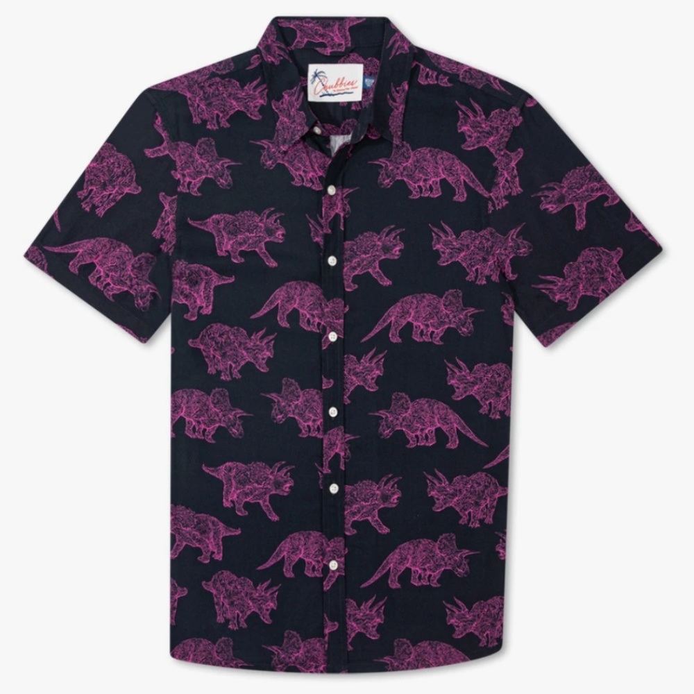 CHUBBIES Men's The Pink Triceratop (Rayon Full-Button) - L - Picture 2 of 12